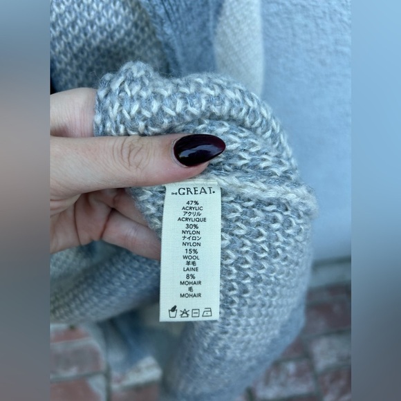 The Great Long Open Front Duster Striped Gray Wool Blend Cardigan 2/ Medium - Picture 3 of 7